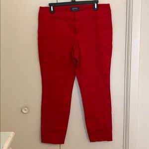Red, ankle length pants
